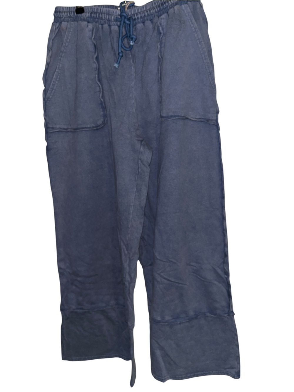 BlueVelvet NWT XL Washed Indigo Wide Leg Boho Pants Drawstring w/Pockets - Picture 2 of 7